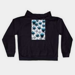 Christmas Seamless Pattern - Blue Snowflakes #7.2 Kids Hoodie